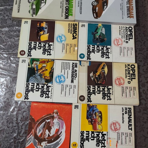 Retro car repair book collection