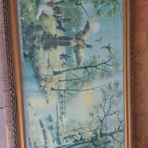 Large old hunting-themed lithographs like new, framed from the 1950s