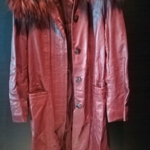 Vittorio Italia leather women's jacket used, burgundy, size small