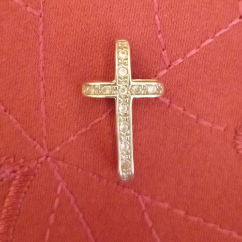 White gold cross with zircons used, 14 carat, 1.71 grams