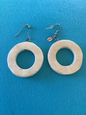 Bone earrings like new, white