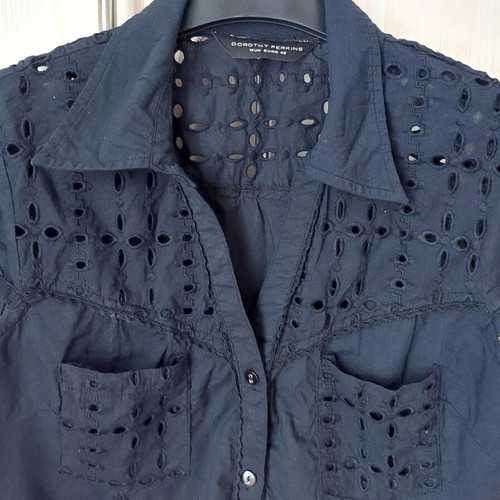 Dorothy Perkins cotton shirt with lace details, black, XL