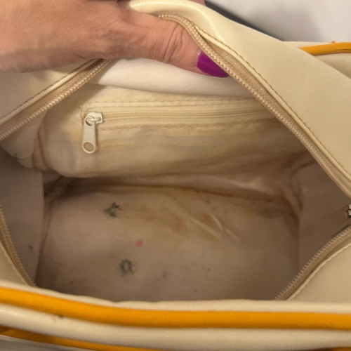 Handheld bag beige and orange colors like new