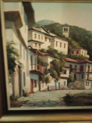 Oil painting K. Rigoulis 80x90 with wooden frame in excellent condition