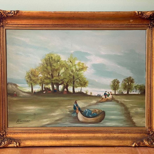 Authentic A. Gontikas painting like new, natural landscape