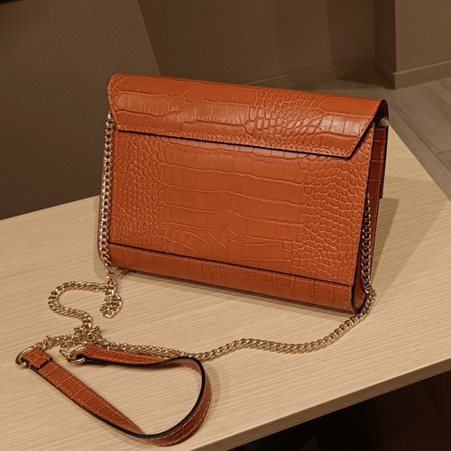 Leather crossbody bag new orange