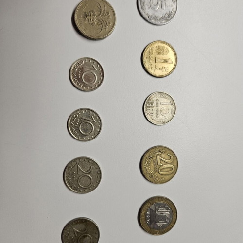 Coins used, set of 17 from various countries