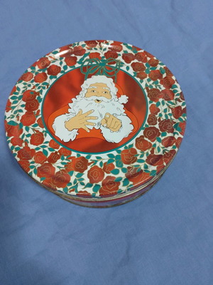 Metal box used with Santa Claus Christmas design