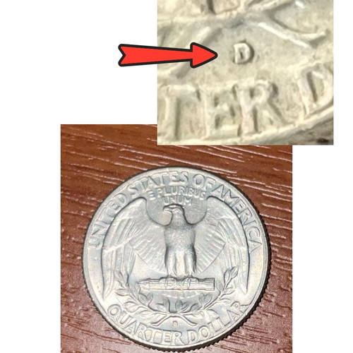 1964 Rare Quarter Dollar με σφραγίδα D σαν καινούργιο, ασήμι