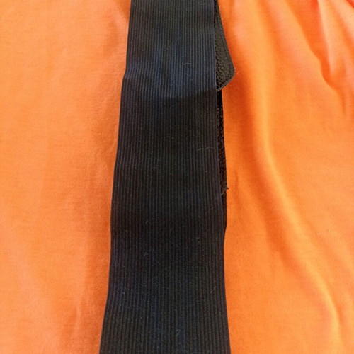 Black belt with elastic and patent leather double buckle, like new