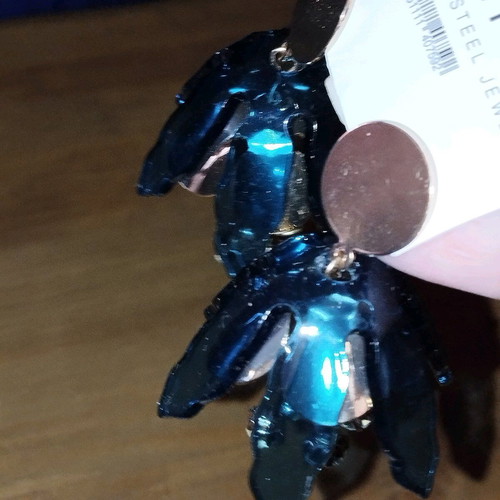 Earrings new, blue and gold