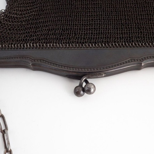 Edwardian Art Nouveau Gunmetal Chainmail Mesh Evening Bag used