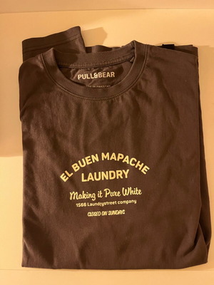 Pull&Bear T Shirt Medium New Dark Gray With Brown Print