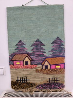 Vintage hanging wall tapestry with natural landscape