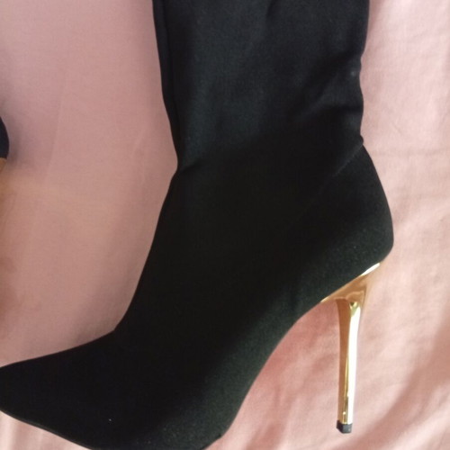 Over-the-knee boots new, black suede, size 37, 11cm heel