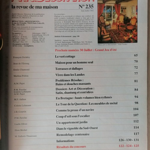 Art & Décoration magazine issue 235 1982 used, French