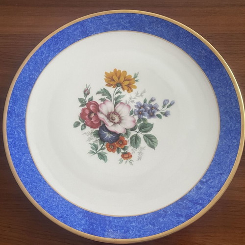 Scherzer Bavaria Vintage Large Porcelain Plate 28cm Cobalt Blue & Gold