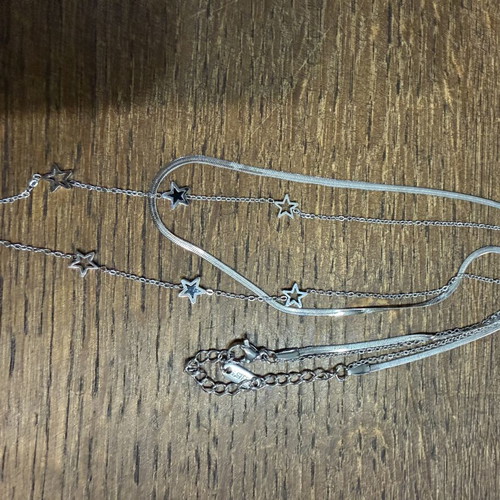 Steel necklace with stars new, silver color