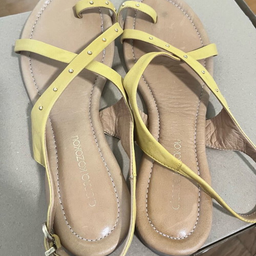 Gianna Kazakou leather women's sandals yellow like new, size 41