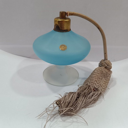 Italian set of 2 pieces used, frosted glass vaporisateur and bowl