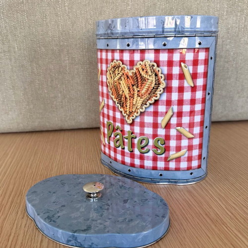 Vintage metal pasta storage tin new