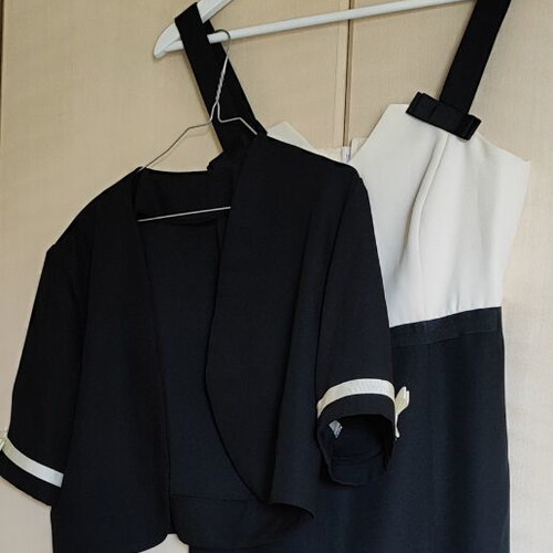 Midi dress and bolero set like new, black and white, size S