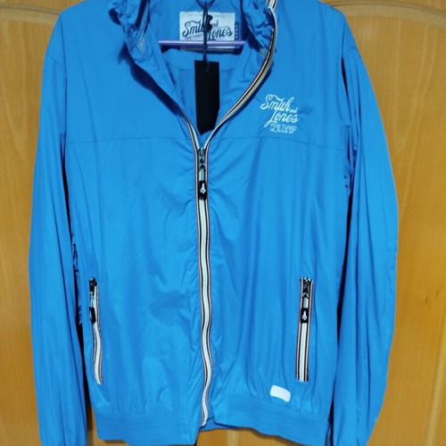 Smith & Jones men's windbreaker jacket new, blue with hood