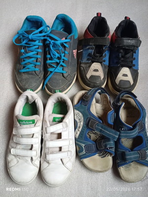 Παιδικά παπούτσια Adidas και Pepperoni μεταχειρισμένα, πακέτο 4 ζευγάρια νούμερα 34-38