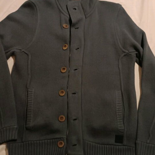 Guess knitted cardigan size Large like new, grey and blue