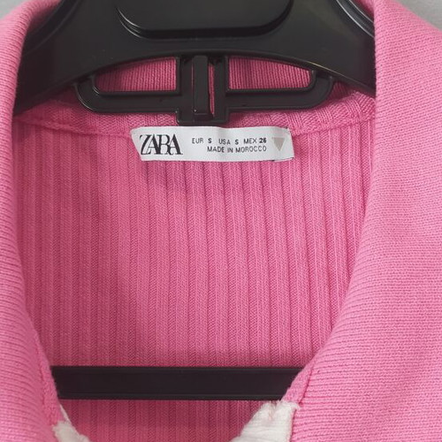 Zara Ribbed Polo Mini Dress used, size S, cream and pink