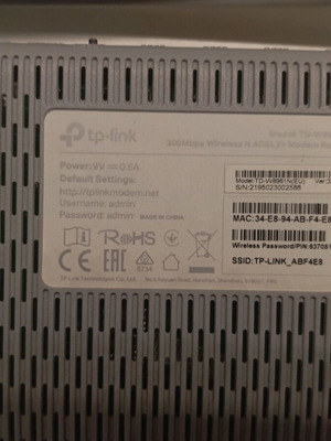 Tp Link ADSL2+ Modem Router like new