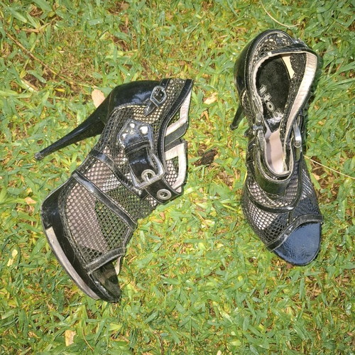 Tsakiris shoes platform sandals used, black, size 38