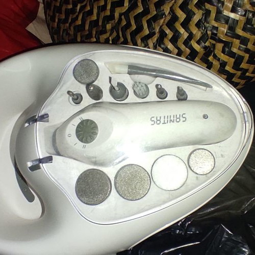 Electric nail drill and files for manicure used