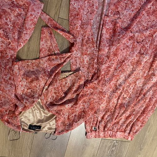 Lynne boho set with skirt and crop jacket, like new, white and pink