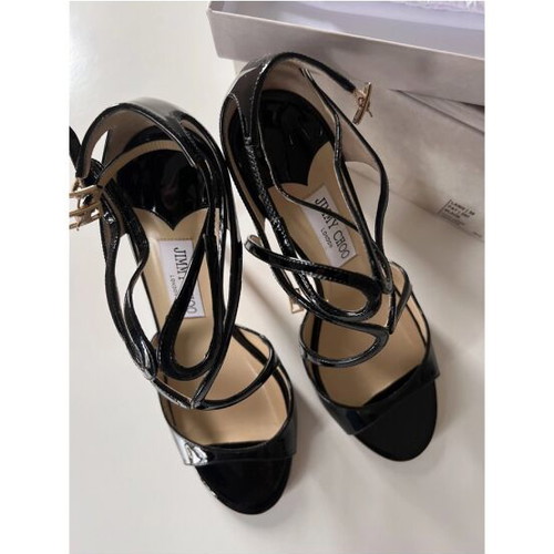 Jimmy Choo black platform sandals, size 39, 10cm heel