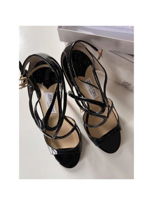 Jimmy Choo black platform sandals, size 39, 10cm heel