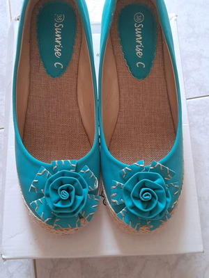 Vintage platform shoes like new, size 38, beige and turquoise
