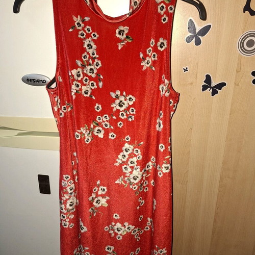 Mini velour sleeveless dress like new, red and orange