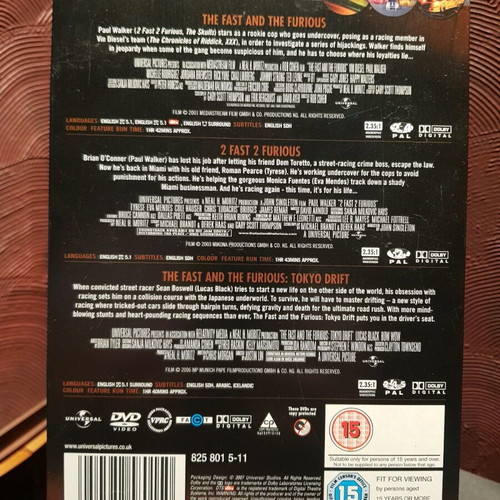 Fast and Furious DVD trilogy like new, steelbook