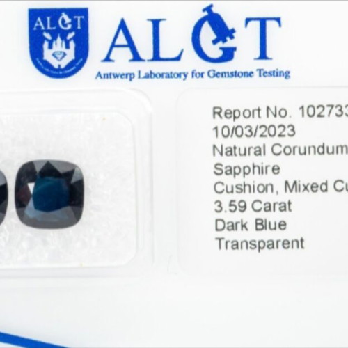 Sapphire pair 3.59ct natural dark blue, new