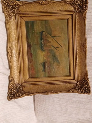 Oil painting on canvas with carved frame like new