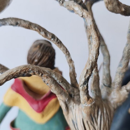 Handmade sculpture couple on globe by Nasia Soul