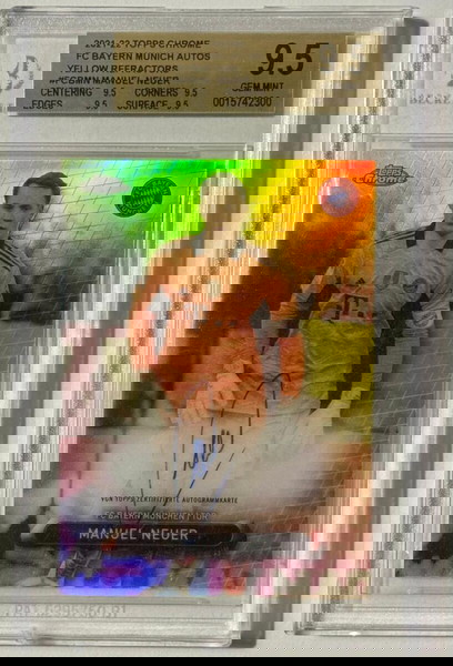 21-22 Topps Chrome FC Bayern Yellow Refractor Auto Manuel Neuer /20 BGS:9,5