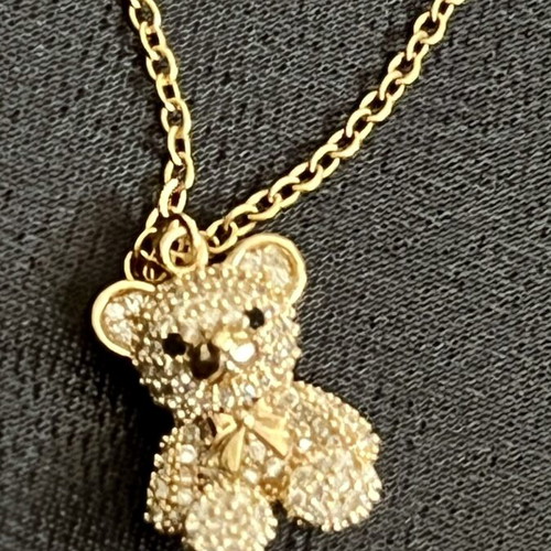 Necklace with gold-tone steel bear pendant, new