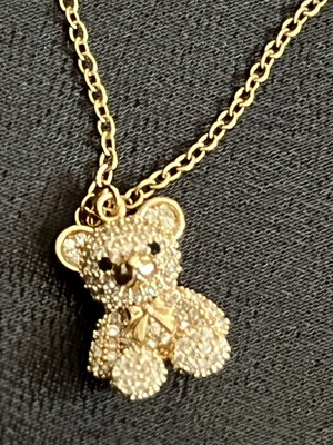 Necklace with gold-tone steel bear pendant, new
