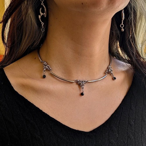 Boho Y2k Fairy Gothic Punk Rock Grunge Necklace silver new handmade