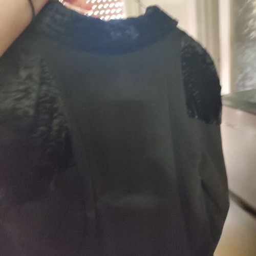 Black coat like new with details, fits up to XL