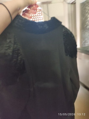 Black coat like new with details, fits up to XL