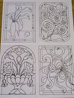 Window-Color Painting Patterns Sheet with 8 Designs new