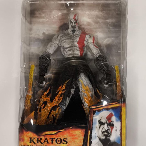 NECA God of War Kratos Figure with Flaming Blades of Athena like new